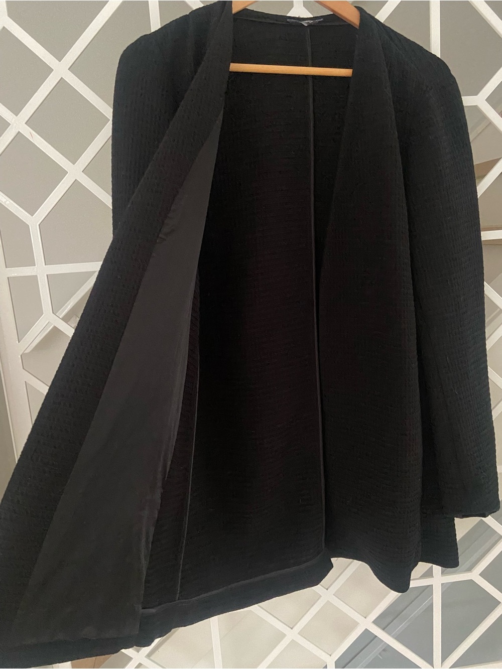 EILEEN FISHER Black Open Front Cardigan Small Tencel Cotton Stretch Blazer - Picture 6 of 8
